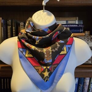 Western-Themed Scarf – Cowboy Boots & Stars – 21"x22"